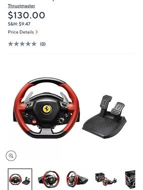Ferrari Red and Black Racing Wheel Controller with Pedals